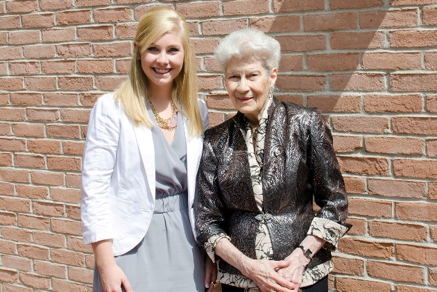 Erin Gorman, Alpha Chi Omega, and Lee Heinen, Alpha Chi Omega (Scholarship Honoree) winners