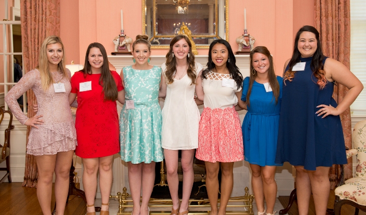 Rebecca Adams, Alpha Phi, Christina Sprague, Alpha Gamma Delta, Brittni Crowhurst, Zeta Tau Alpha, Kelsie Carpenter, Delta Gamma, Tina Do, Sigma Kappa, Megan Cowell, Delta Zeta, True Hernandez, Sigma Sigma Sigma scholarship