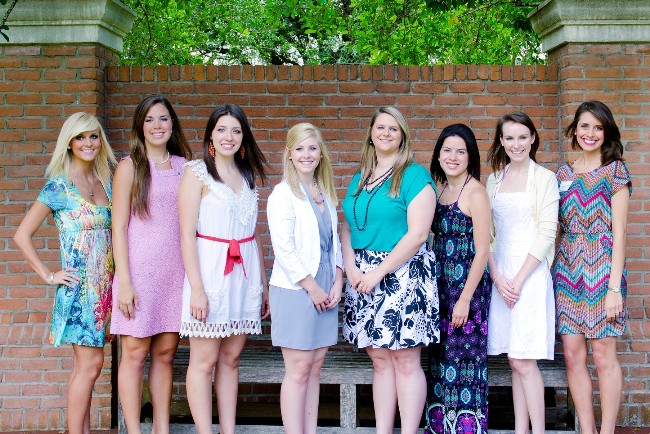 Meagen Morrison, Haley Boyd, Tyna Garza, Erin Gorman, Molly Marek, Melissa Rubio, Katie Sykes, Kourtney Faldyn scholarship